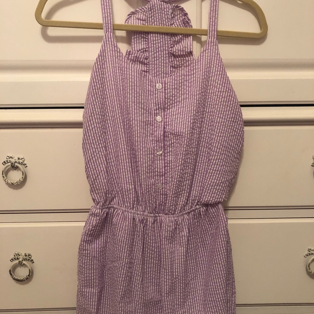 Purple and white romper